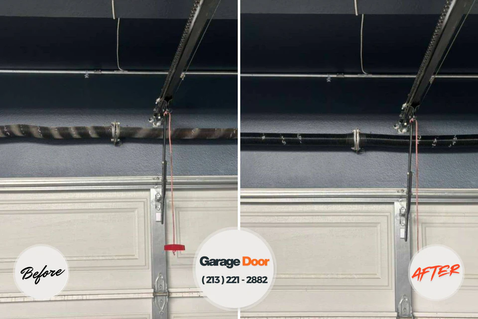 Before and after: garage door repair Lake Pocotopaug, CT